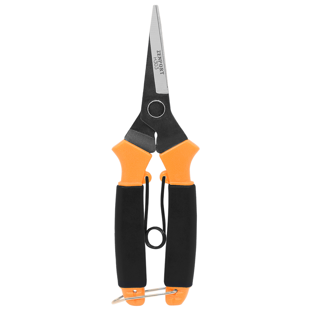 Zenport H303 Light Needle Nose Shear with Wishbone Spring, 2 Inch Carbon Steel Blades, Black/Orange