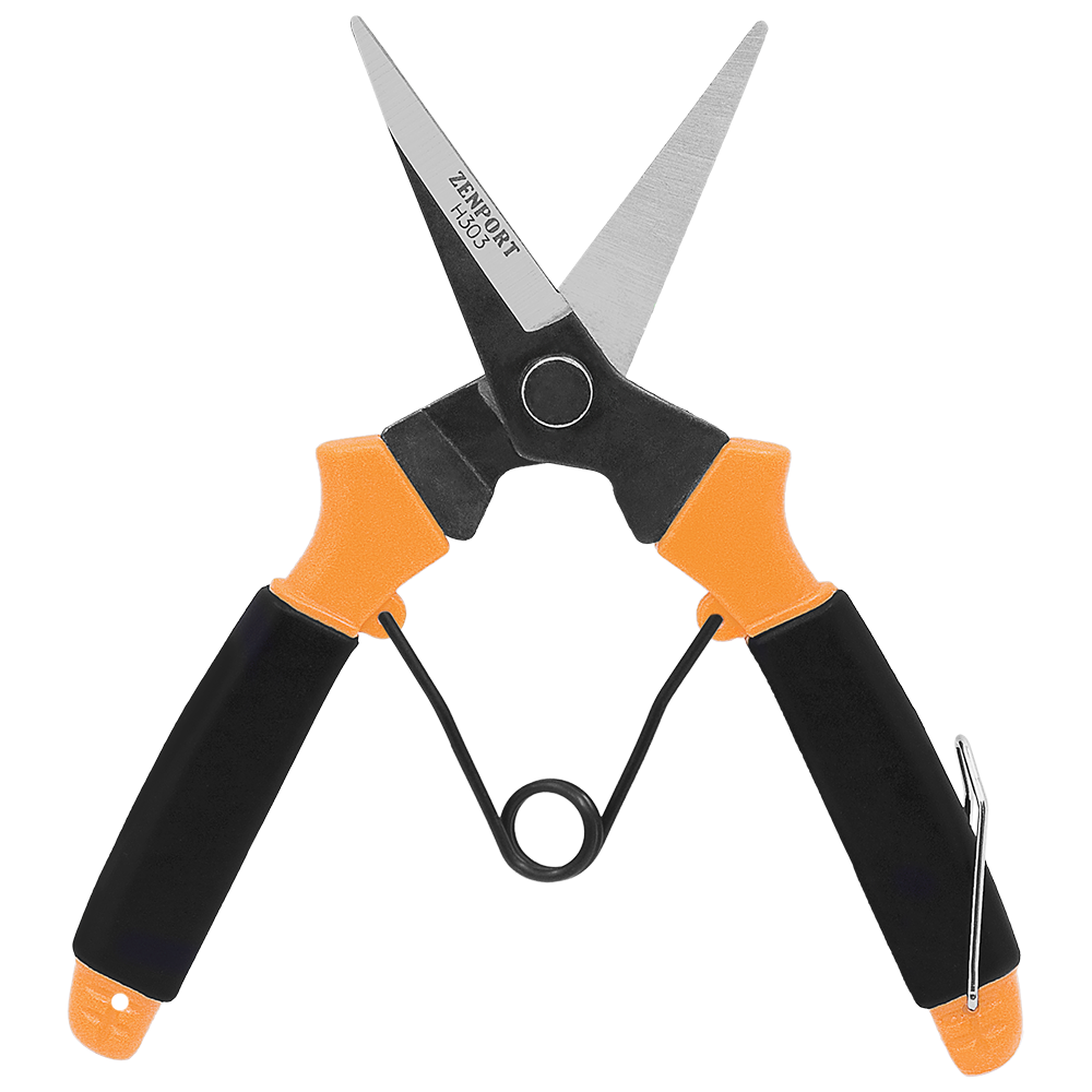 Zenport H303 Light Needle Nose Shear with Wishbone Spring, 2 Inch Carbon Steel Blades, Black/Orange