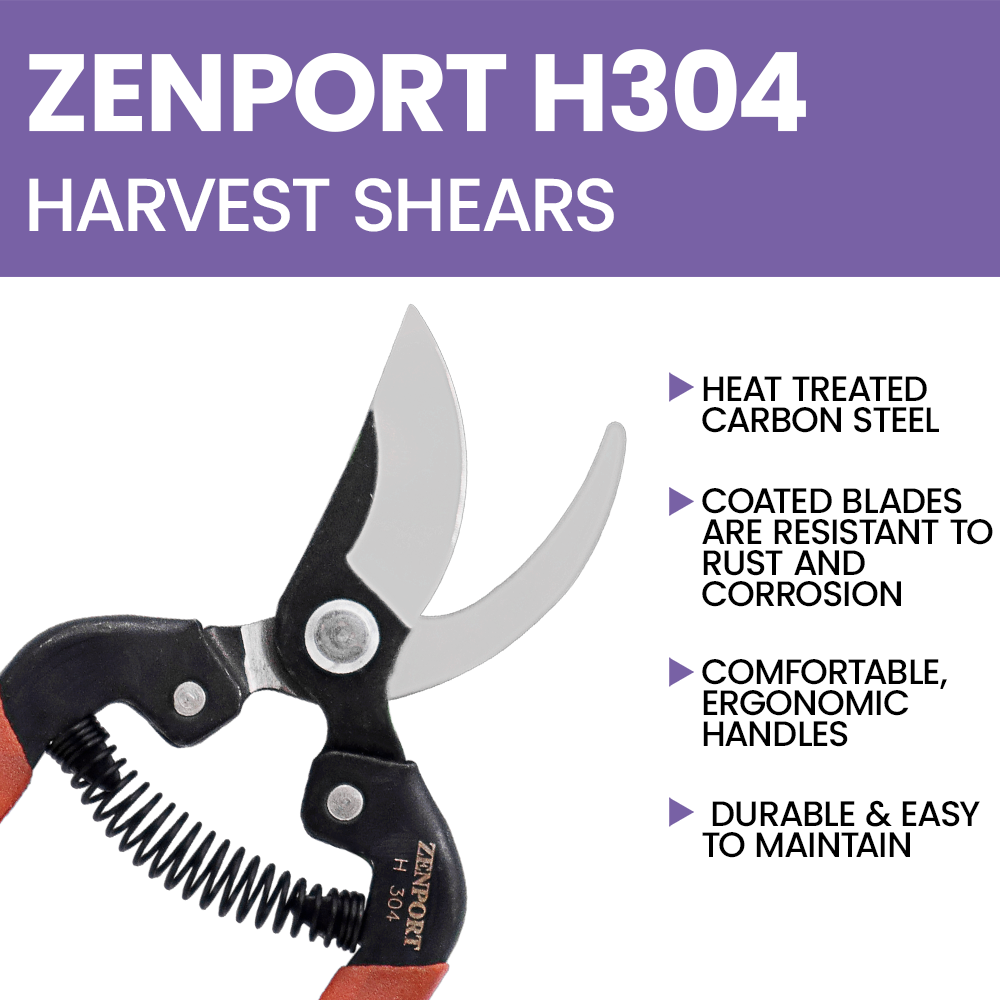 Zenport H304 Bypass Harvest and Utility Shear, 1.5 Inch Carbon Steel Blades, Red