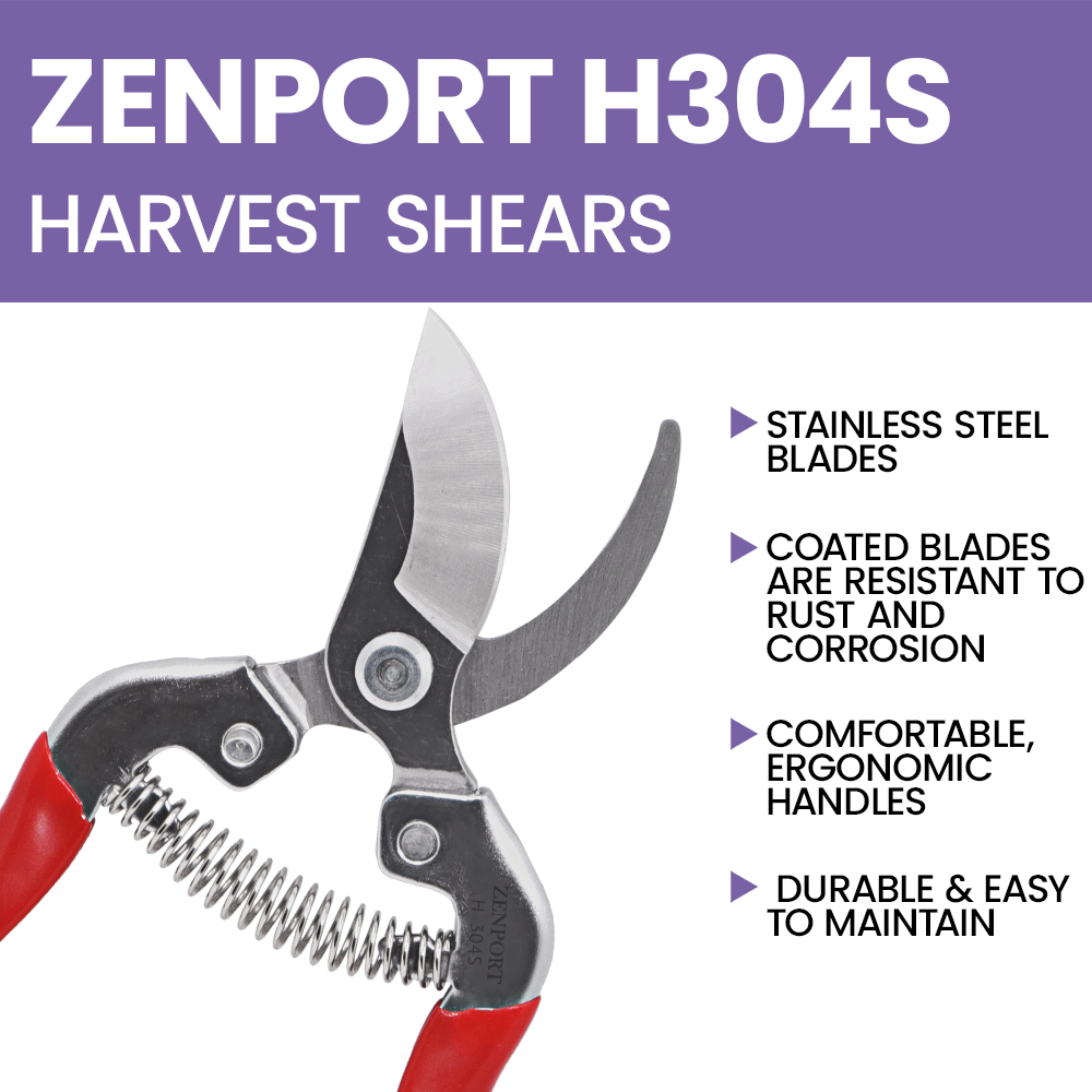 Zenport H304S Bypass Harvest and Utility Shear, , 1.5 Inch Stainless Steel Blades, Red