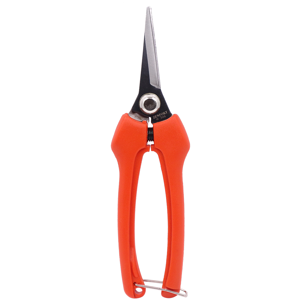 Zenport H306C Euro Style Harvest Shear, Curved Blade, 2.5 Inch Carbon Steel Blades, Orange