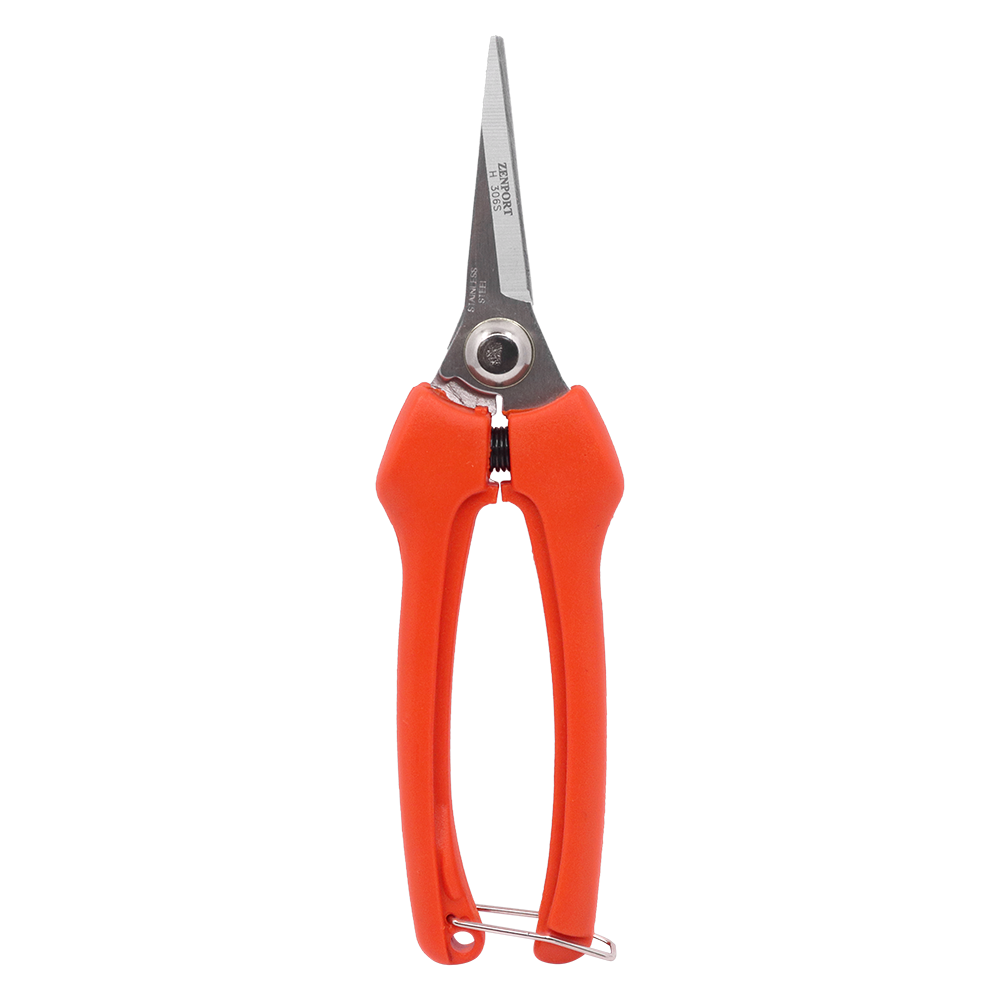 Zenport H306S Euro Style Harvest Shear Straight Blade, 2.5 Inch Stainless Steel Blades, Orange