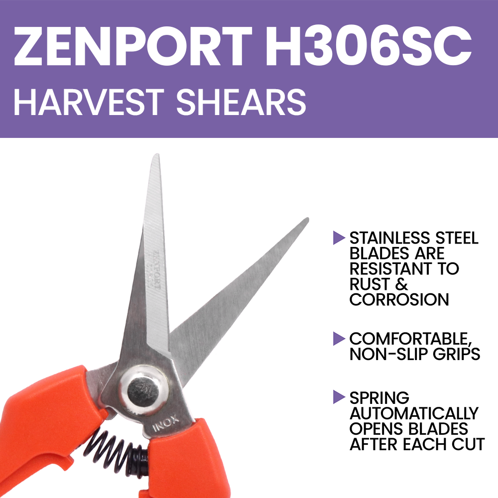 Zenport H306SC Euro Style Harvest Shear, Curved Blade, 2.5 Inch Stainless Steel Blades, Orange