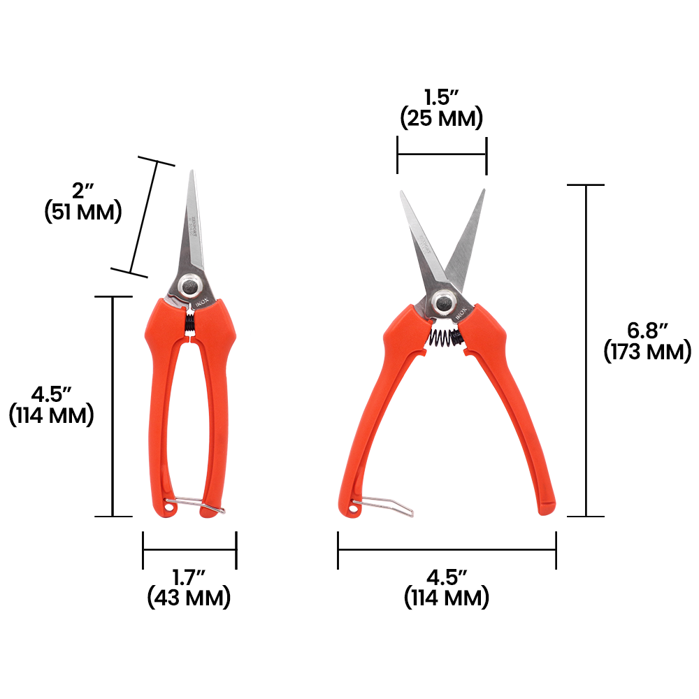 Zenport H306SC Euro Style Harvest Shear, Curved Blade, 2.5 Inch Stainless Steel Blades, Orange