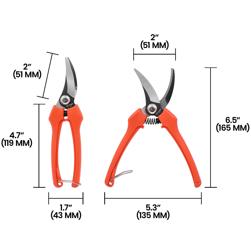 Zenport H307 Bypass Snips, 2 Inch Carbon Steel Blades, Orange