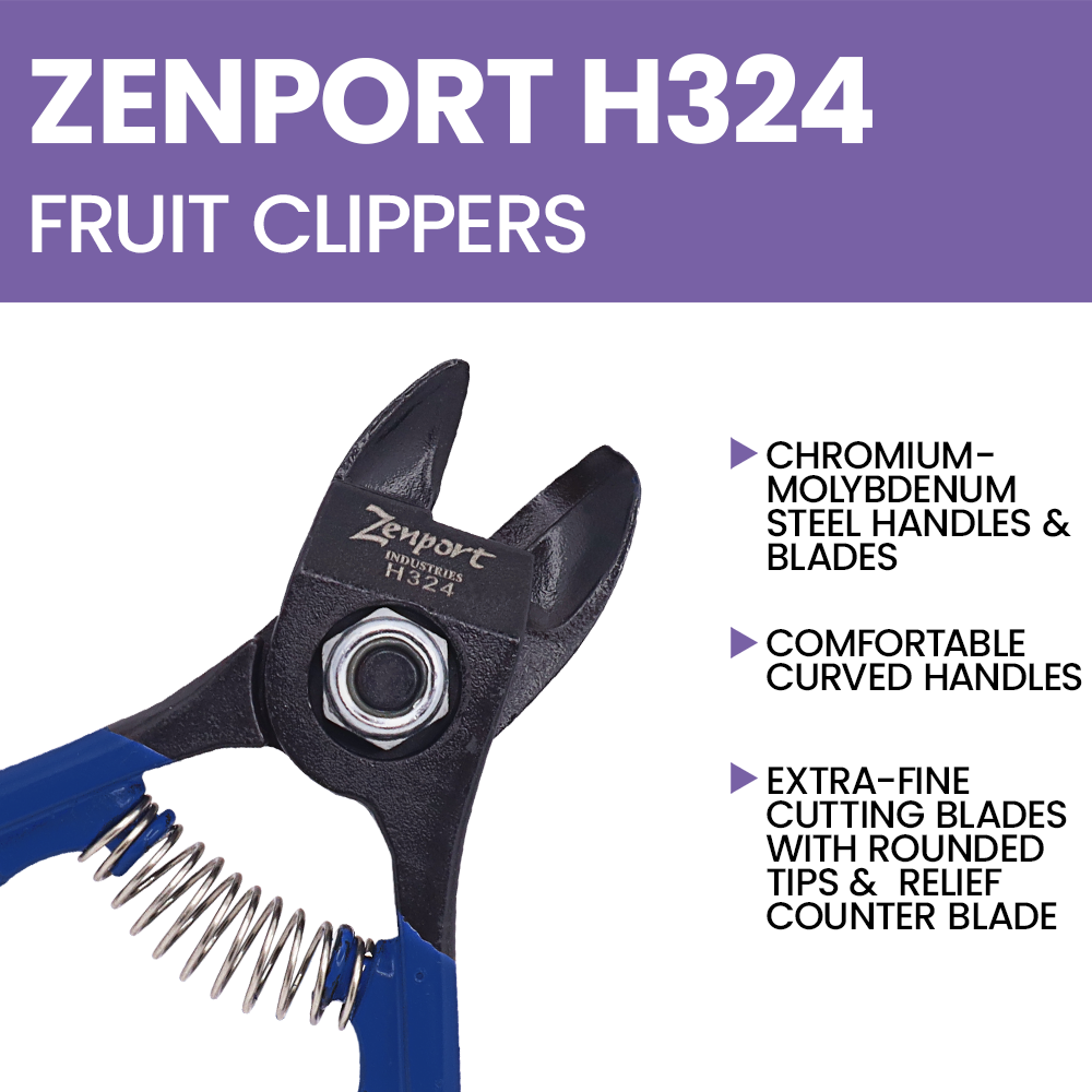 Zenport H324 Forged Steel Bypass Fruit Clippers, 4.5-Inch, 0.5 Inch Alloy Steel Blades, Blue