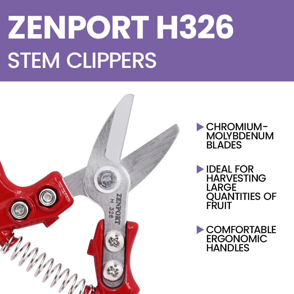 Zenport H326 Stem Clipper, 5.5-inches, 1.5 Inch Alloy Steel Blades, Black/Red