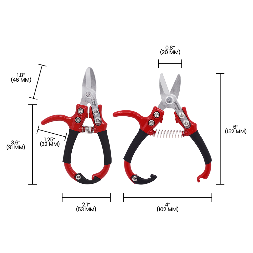 Zenport H326 Stem Clipper, 5.5-inches, 1.5 Inch Alloy Steel Blades, Black/Red