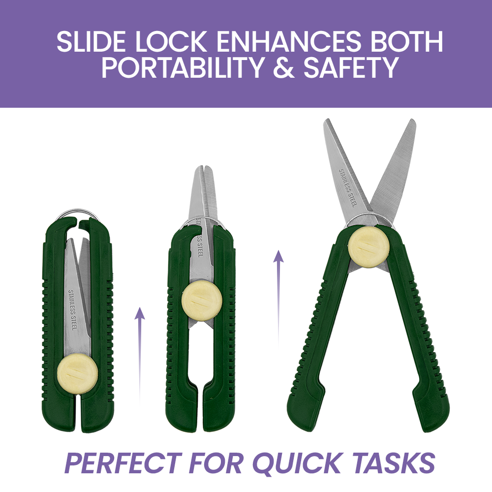 Zenport H329 Fold-Away Pocket Snips, 2.5 Inch Stainless Steel Blades, Green