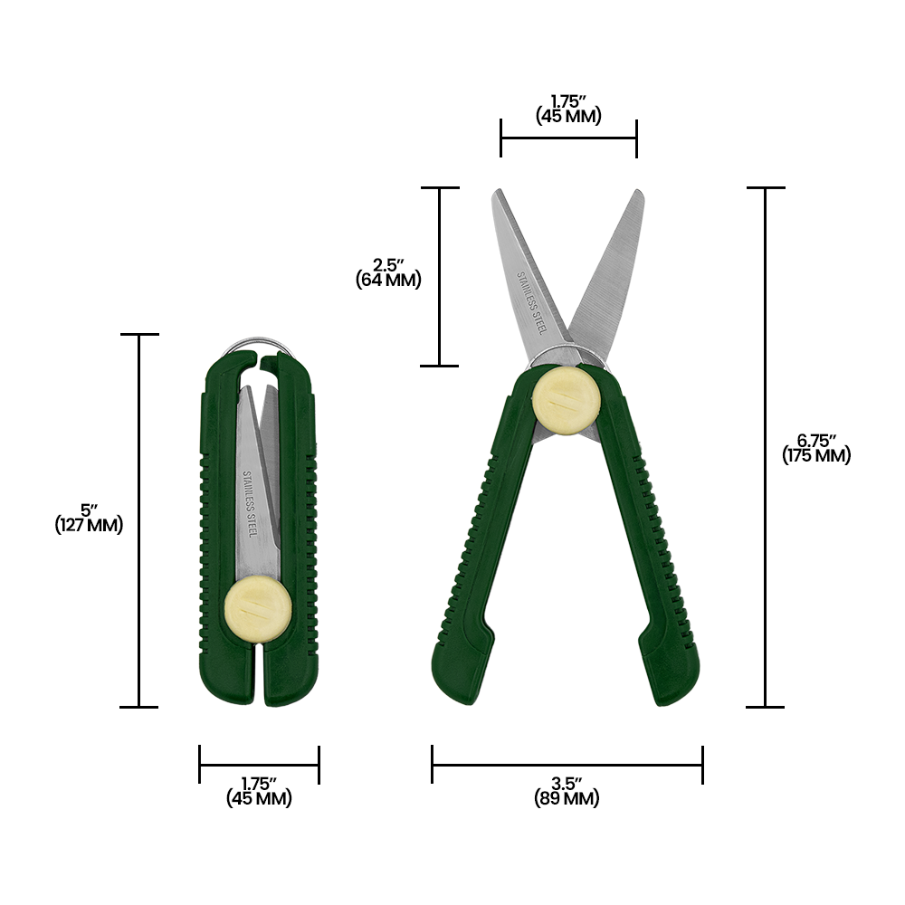 Tijeras de bolsillo plegables Zenport H329, hojas de acero inoxidable de 2,5 pulgadas, color verde