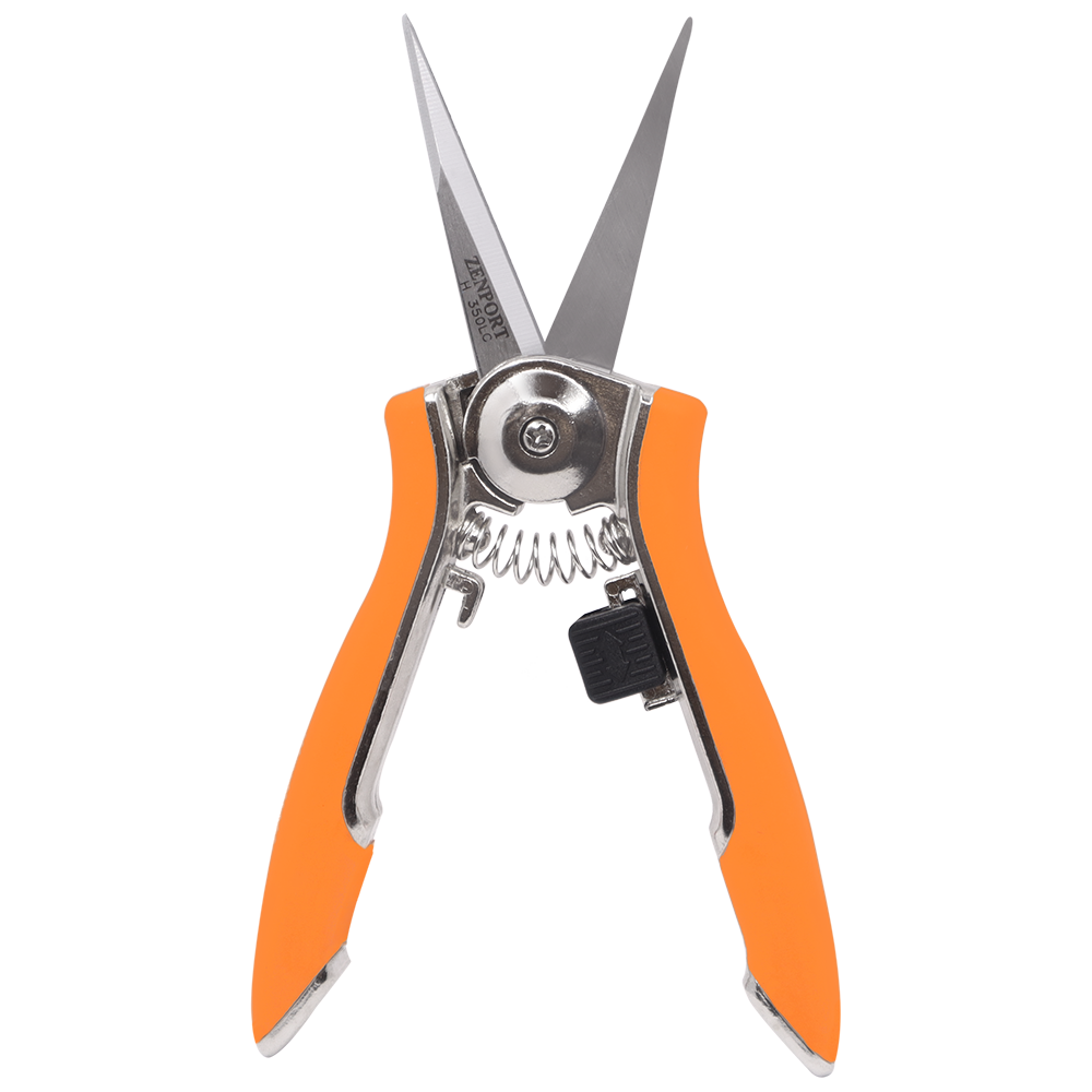 Zenport H350LC Micro-Trimmer Shear, Curved, 2 Inch Stainless Steel Blades, Orange
