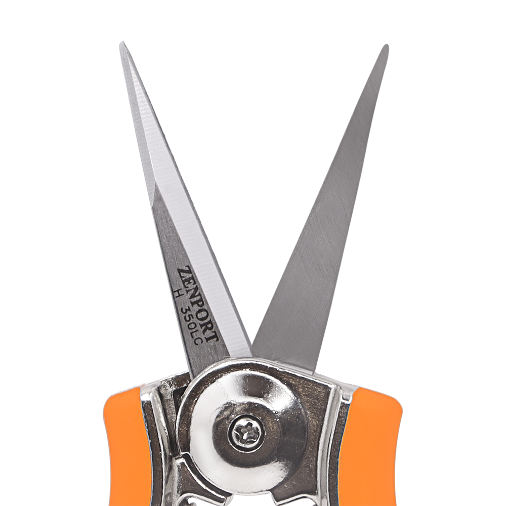 Zenport H350LC Micro-Trimmer Shear, Curved, 2 Inch Stainless Steel Blades, Orange