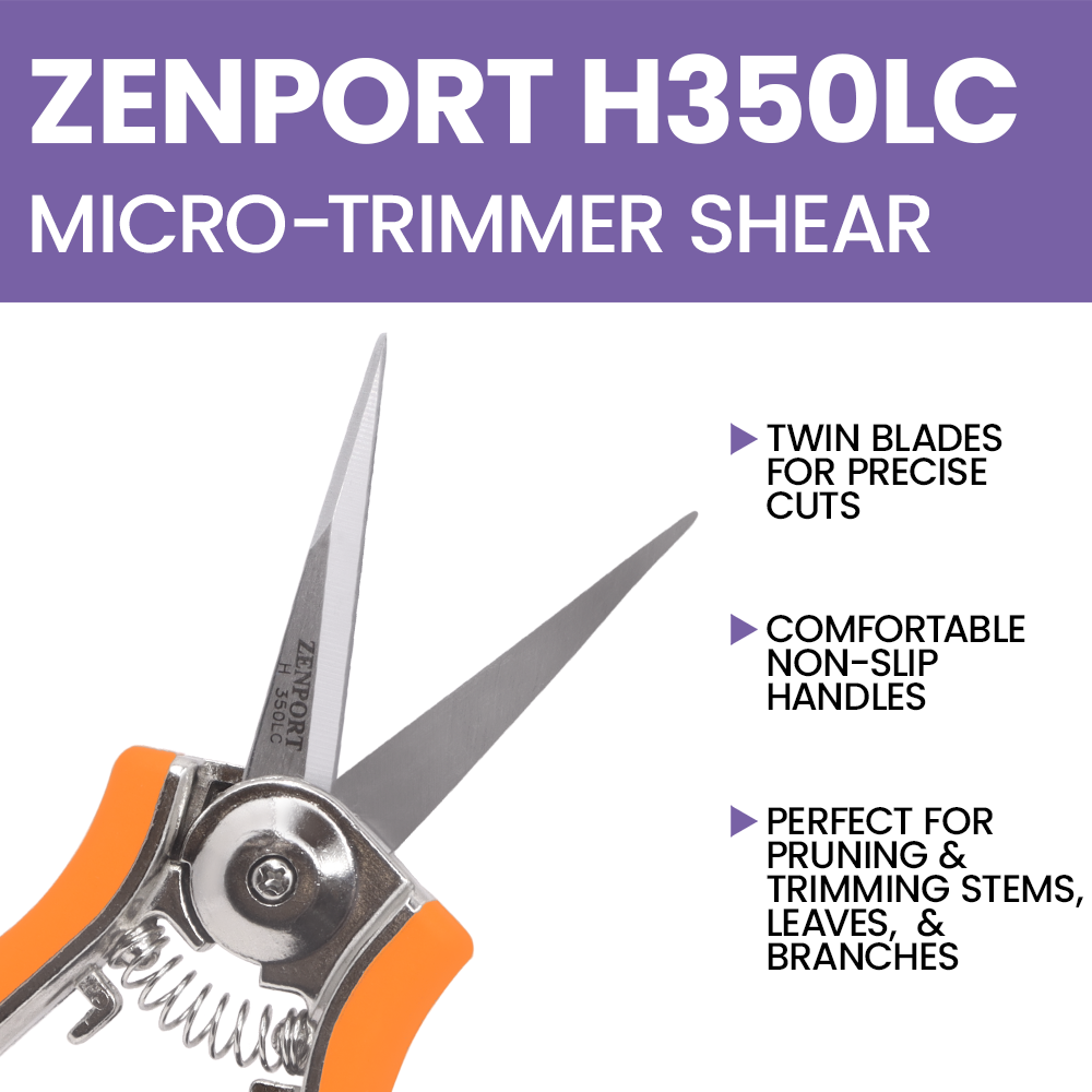 Zenport H350LC Micro-Trimmer Shear, Curved, 2 Inch Stainless Steel Blades, Orange
