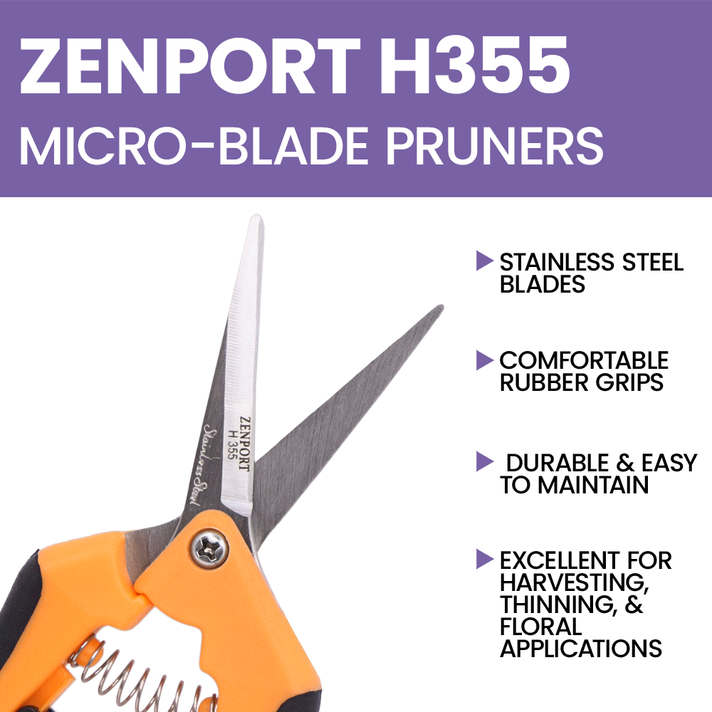 Zenport H355 Hydroponic Straight Microblade Pruner, 2 Inch Stainless Steel Blades, Black/Orange