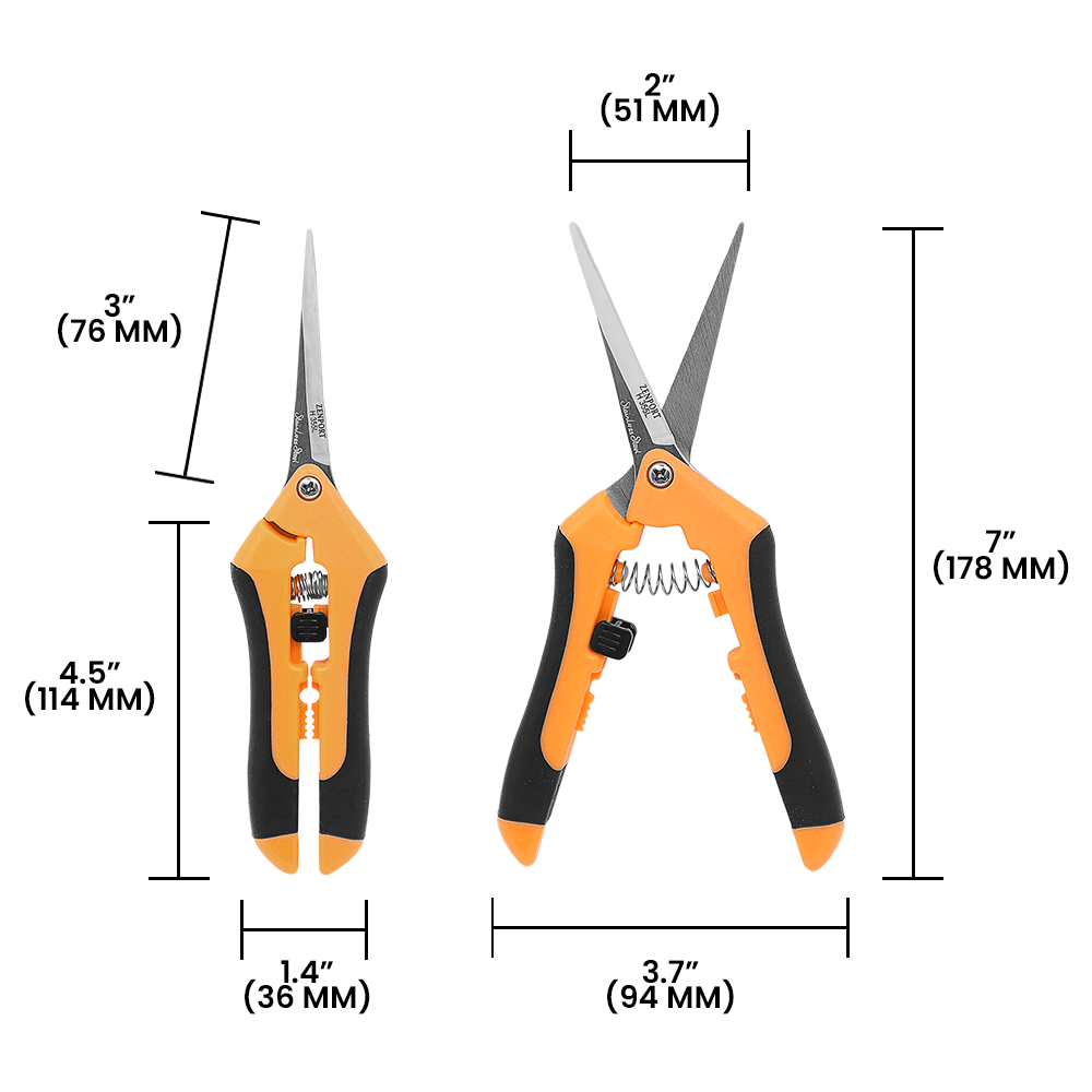 Zenport H355L Hydroponic Microblade Pruner, Long Blades, 2.75 Inch Stainless Steel Blades, Black/Orange