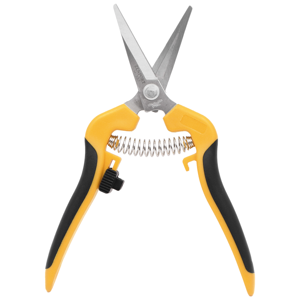 Zenport H357 Comfi-Grip Harvest Shear, Curved Blade, 2 Inch Stainless Steel Blades, Black/Yellow