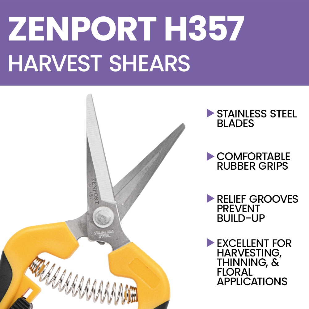 Zenport H357 Comfi-Grip Harvest Shear, Curved Blade, 2 Inch Stainless Steel Blades, Black/Yellow