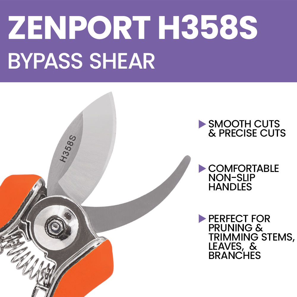 Zenport H358S Micro Trimmer Bypass Shear, 6-Inch, 1.5 Inch Stainless Steel Blades, Orange