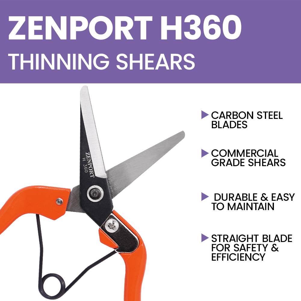 Zenport H360 Heavy Duty Thinning Shear, 2 Inch Carbon Steel Blades, Orange