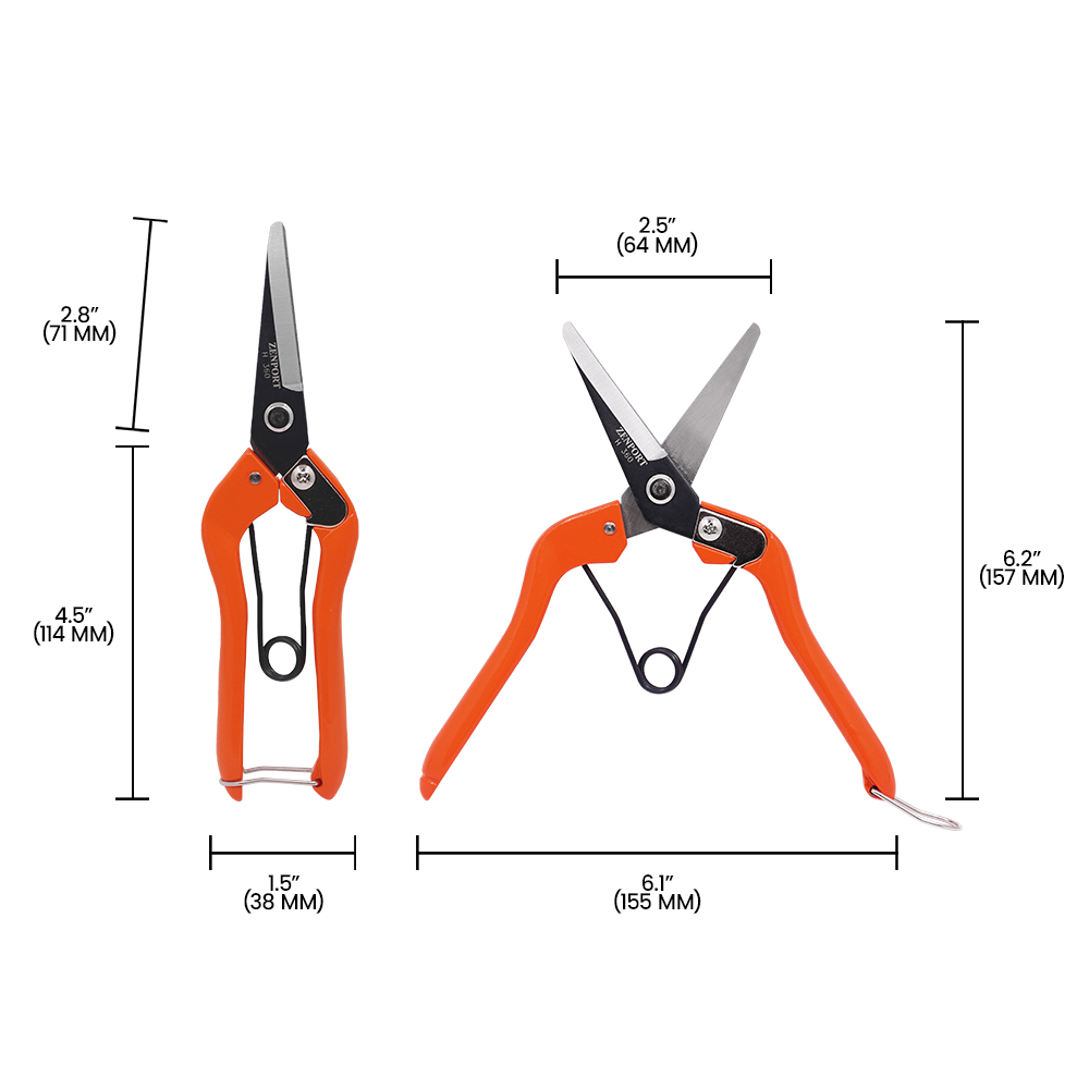 Zenport H360 Heavy Duty Thinning Shear, 2 Inch Carbon Steel Blades, Orange