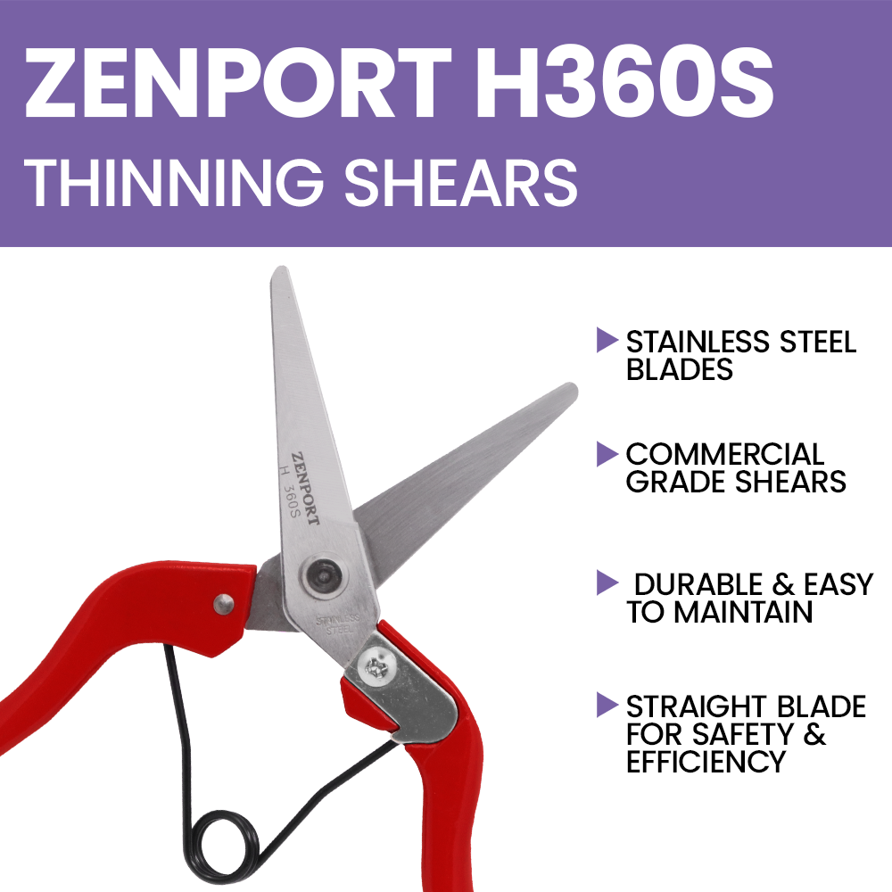 Zenport H360S Heavy Duty Thinning Shear, Blade, 2 Inch Stainless Steel Blades, Red