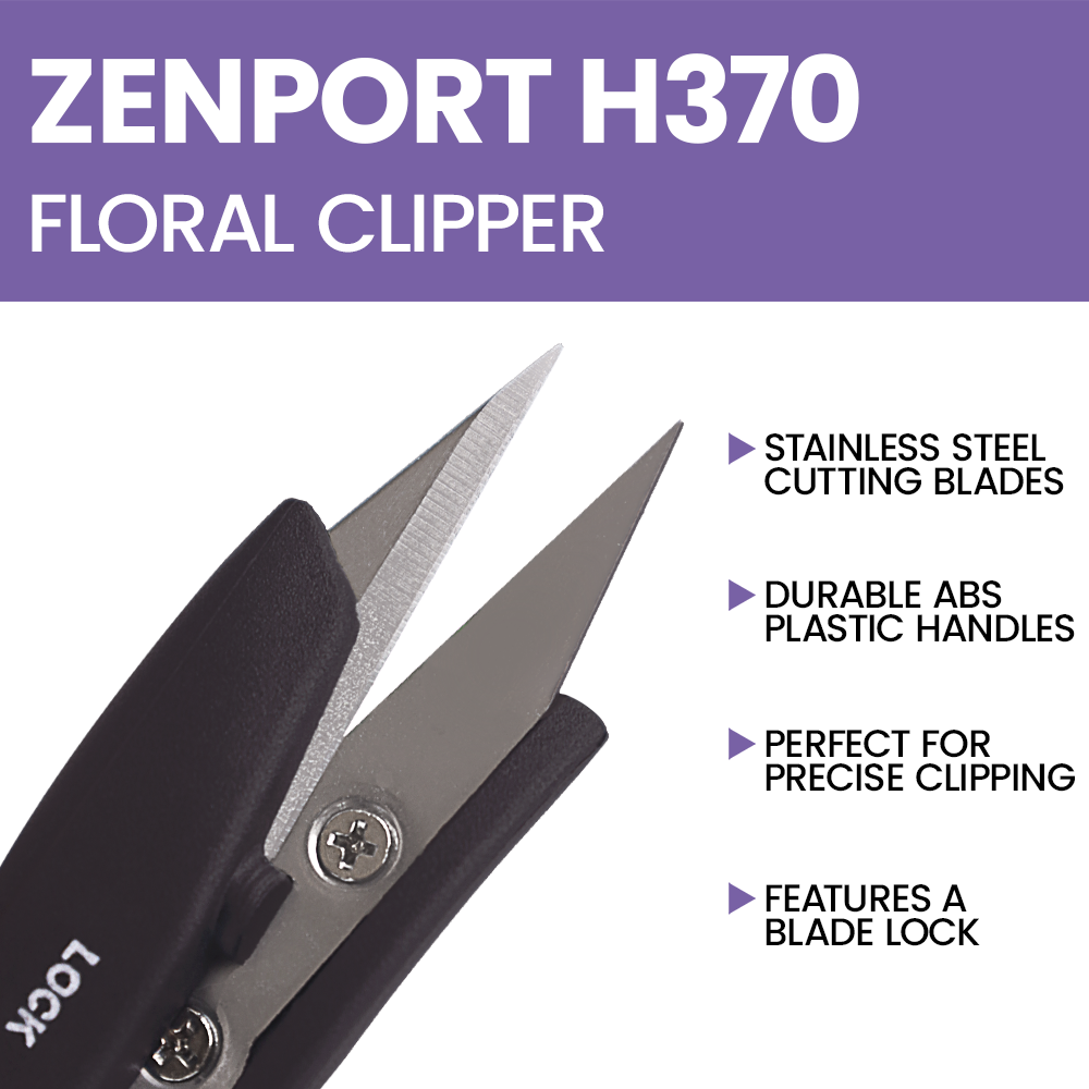 Zenport H370 Thread and Floral Clipper with Lock, 1.5 Inch Stainless Steel Blades, Black