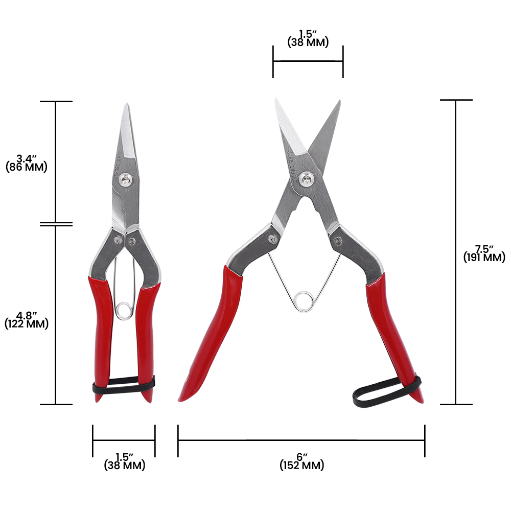 Zenport H972 Long Deluxe Thinning Pomelo Shear, 2 Inch Carbon Steel Blades, Red