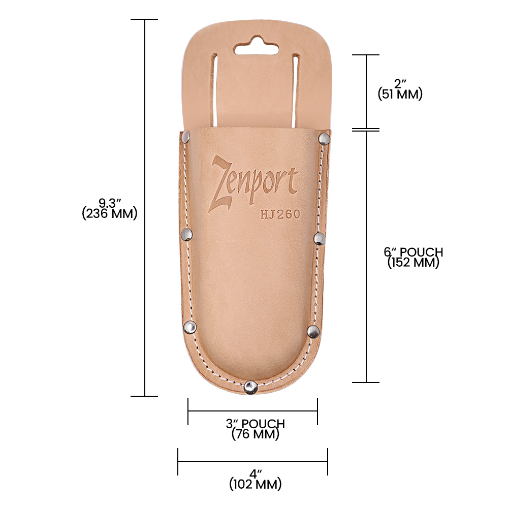 Zenport HJ260 Holster, Leather Pruner Sheath with Belt Loop, Beige