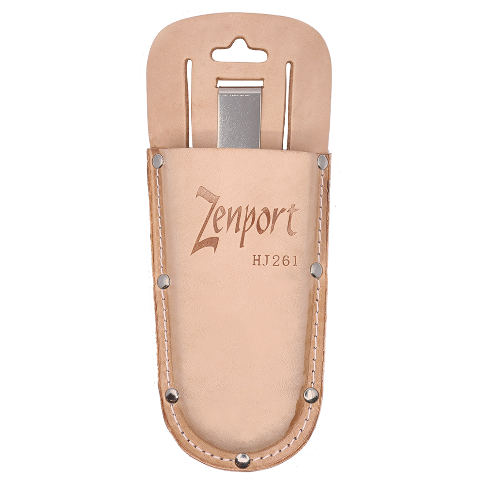 Zenport HJ261 Leather Pruner Sheath with Belt Loop and Metal Clip, Beige