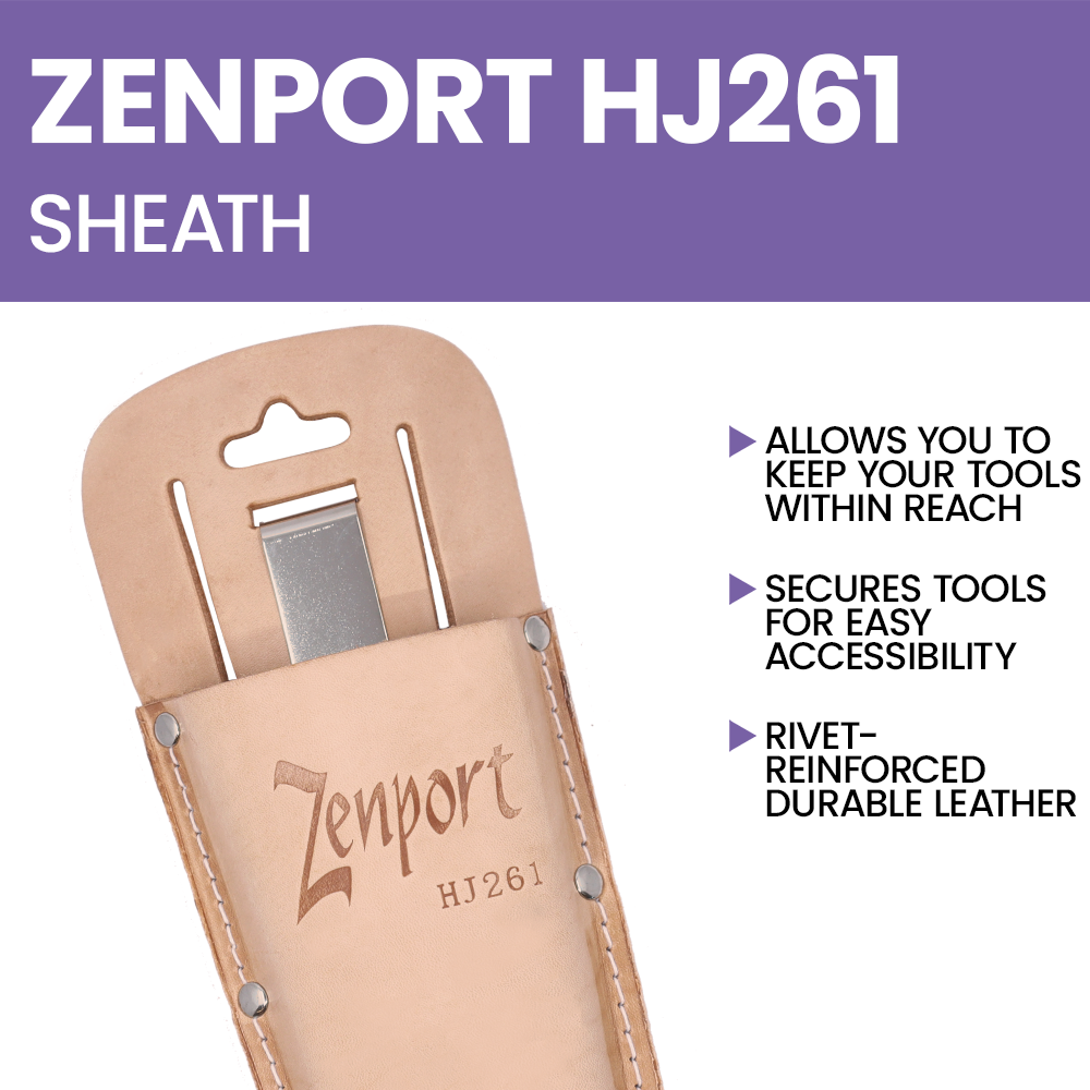 Zenport HJ261 Leather Pruner Sheath with Belt Loop and Metal Clip, Beige