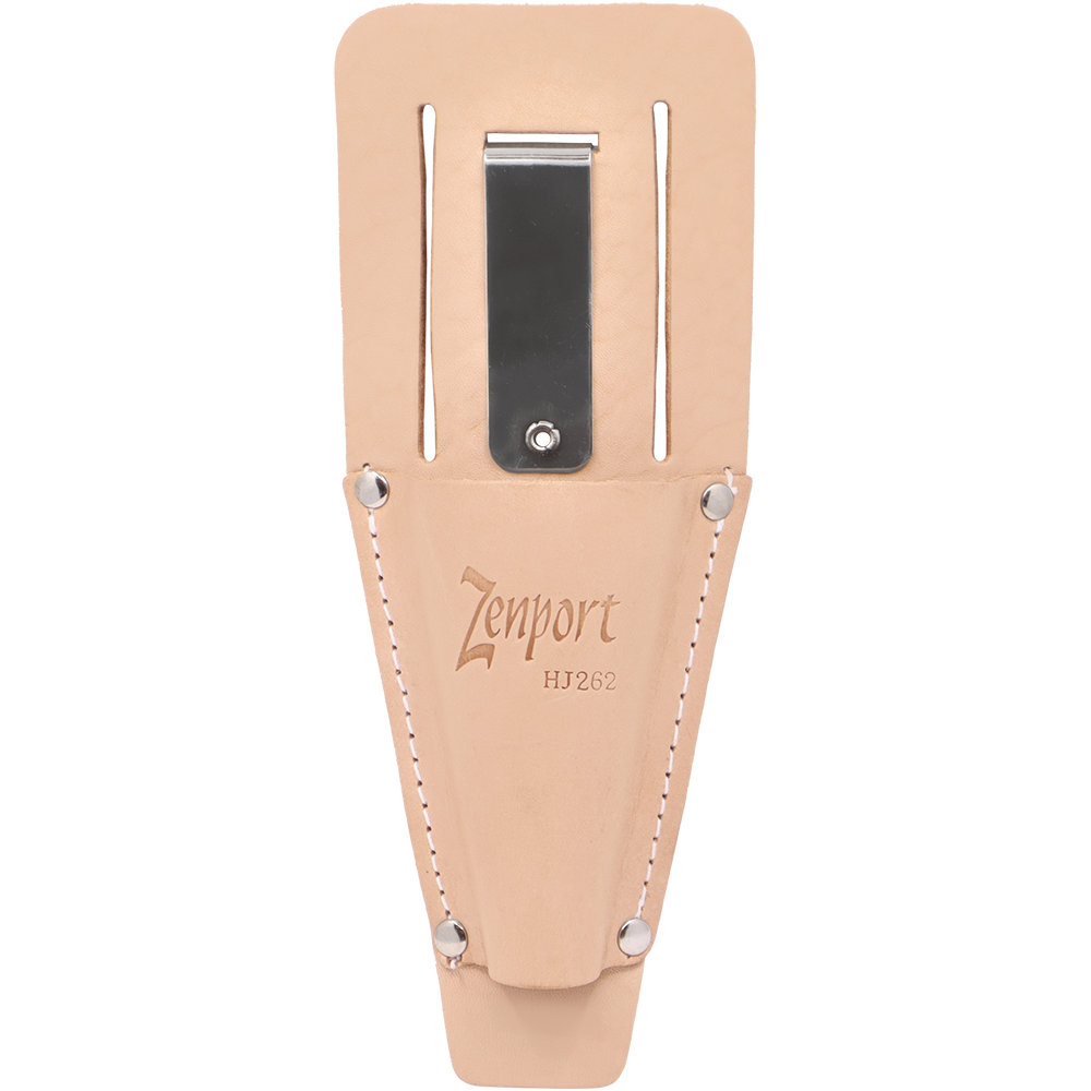 Zenport HJ262 Leather Pruner Sheath with Belt Loop and Metal Clip, Beige