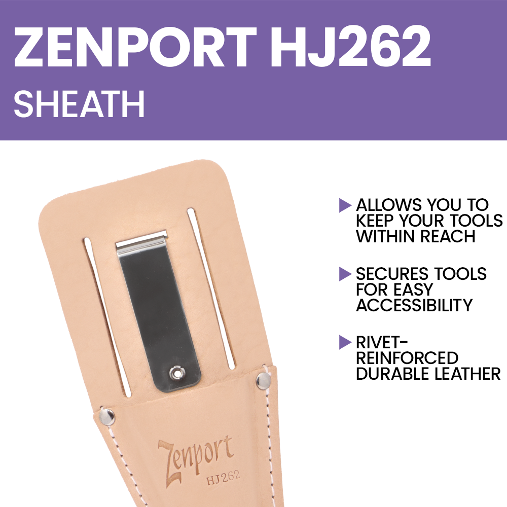 Zenport HJ262 Leather Pruner Sheath with Belt Loop and Metal Clip, Beige