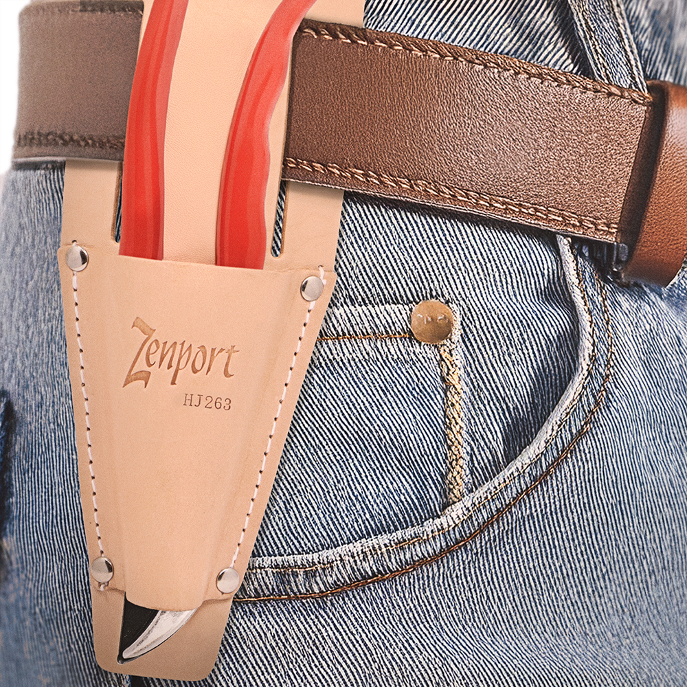 Zenport HJ263 Leather Pruner Sheath with Belt Loop, Beige