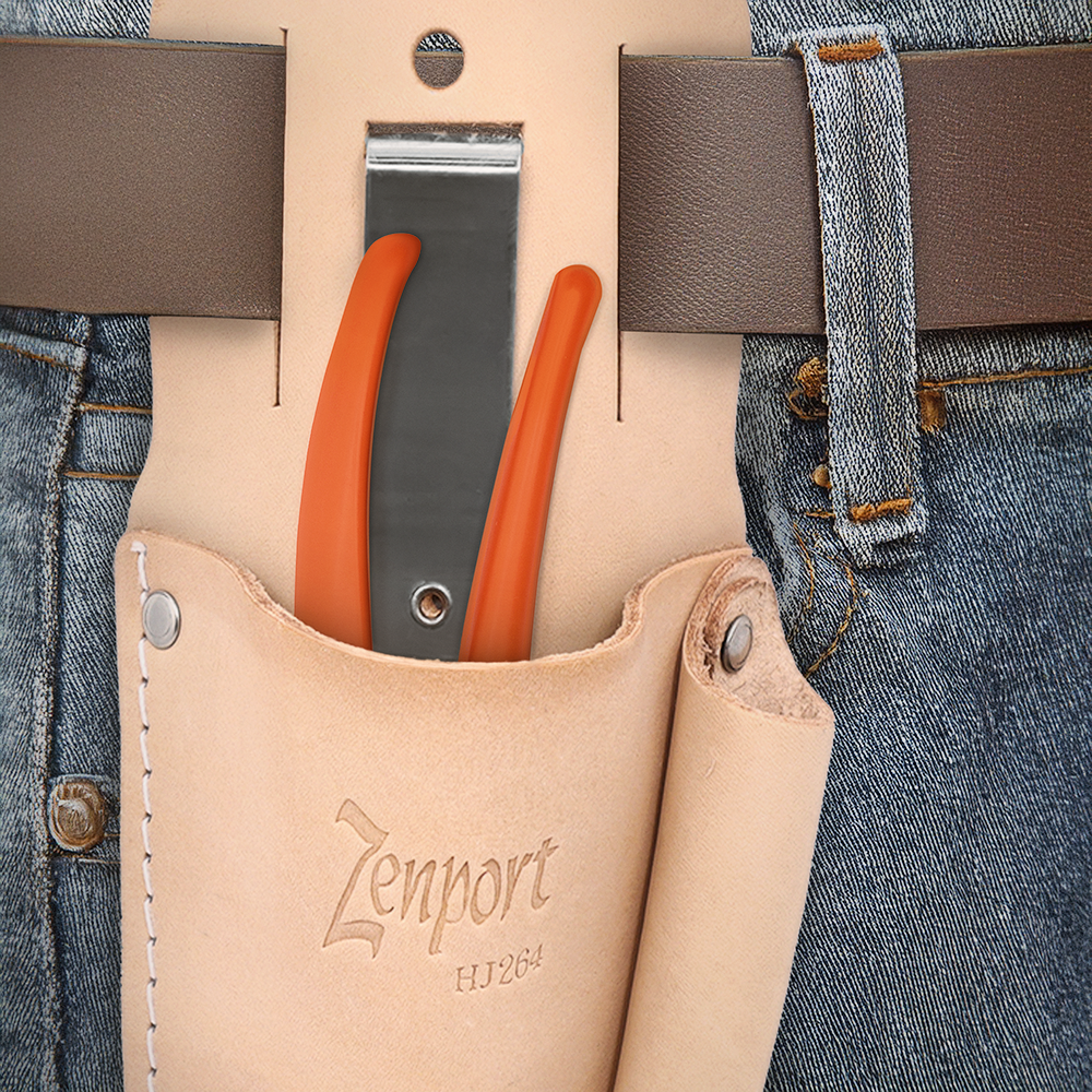 Zenport HJ264 Leather Pruner Sheath w/ Sharpener Pocket, Beige