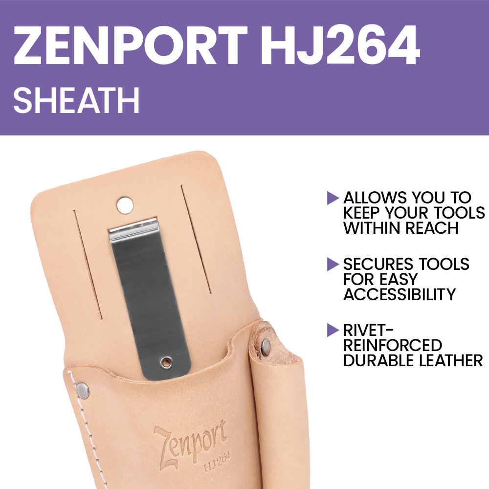 Zenport HJ264 Leather Pruner Sheath w/ Sharpener Pocket, Beige