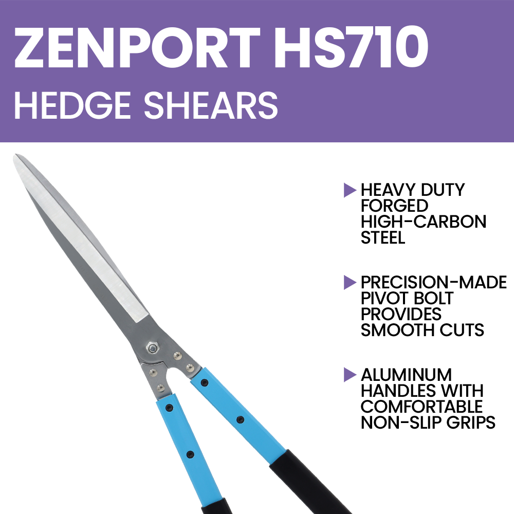 Zenport HS710 Forged Hedge Shear, , 8.75 Inch High Carbon Steel Blades, Blue