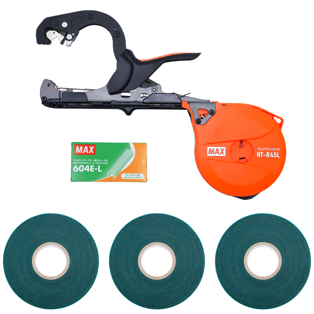 MAX HT-R45L-BUNDLE HT-R45L Tapener - Herramienta ligera para atar plantas, incluye cinta y grapas