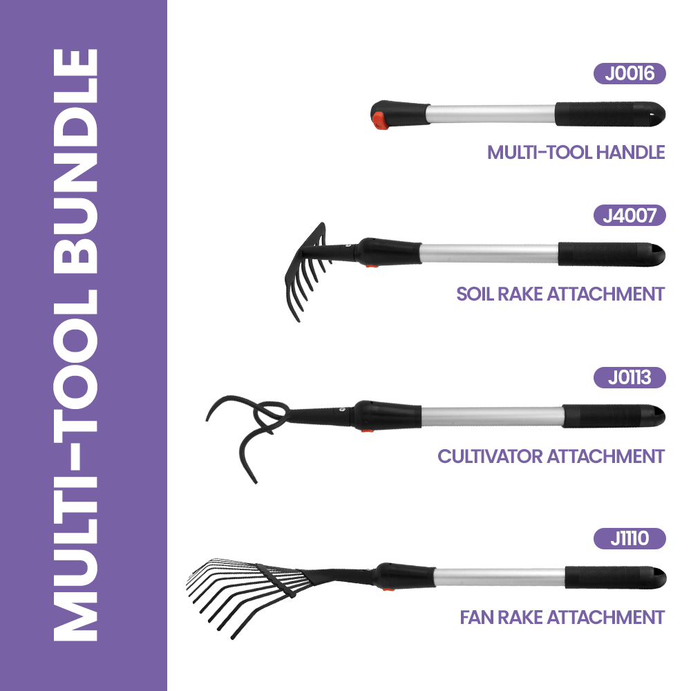Zenport J0016-K1 Cultivator and Rake Garden Multi Tool Bundle