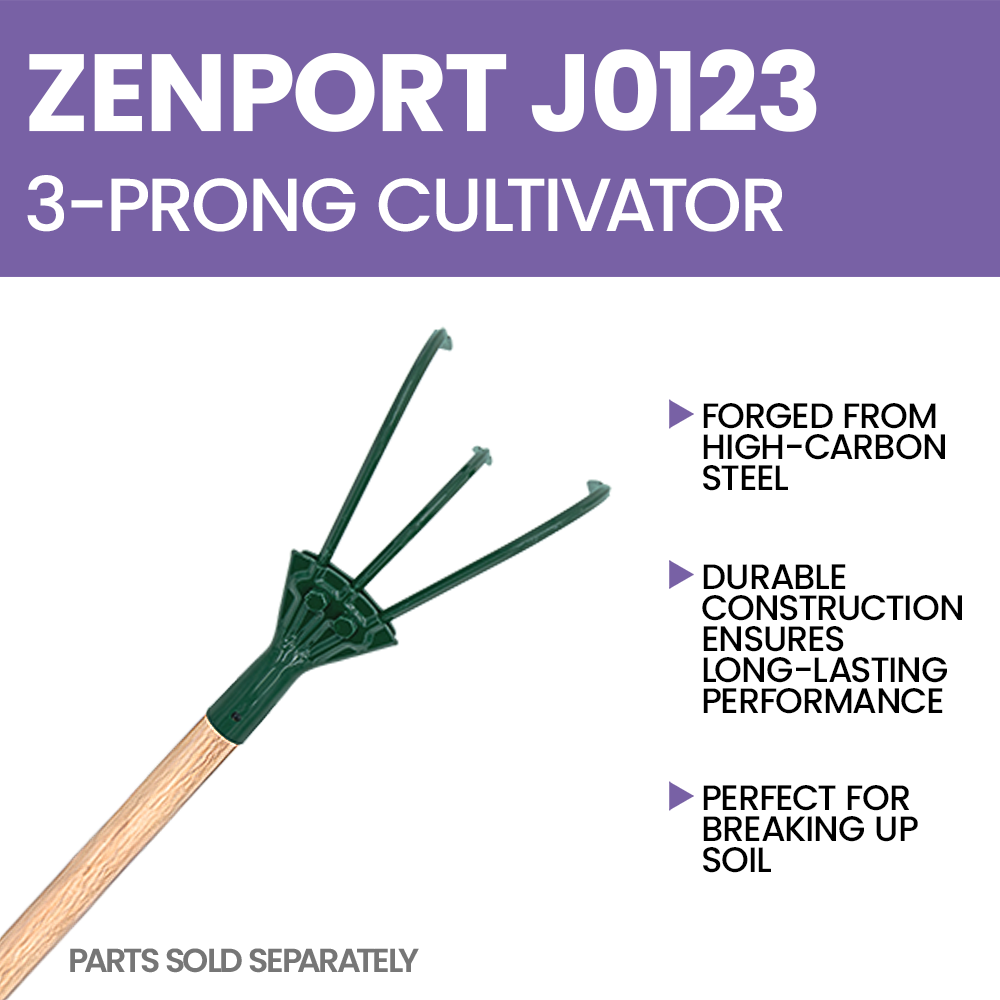 Zenport J0123 3-Prong Cultivator Attachment, Green