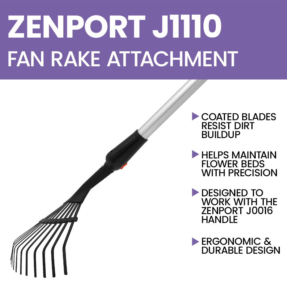 Zenport J1110 Fan Rake Garden Multi Tool Attachment, Black