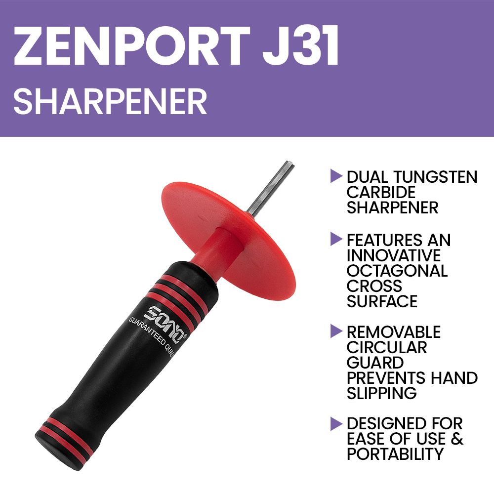 Zenport J31 Tungsten Carbide Sharpener, Red, Red/Black