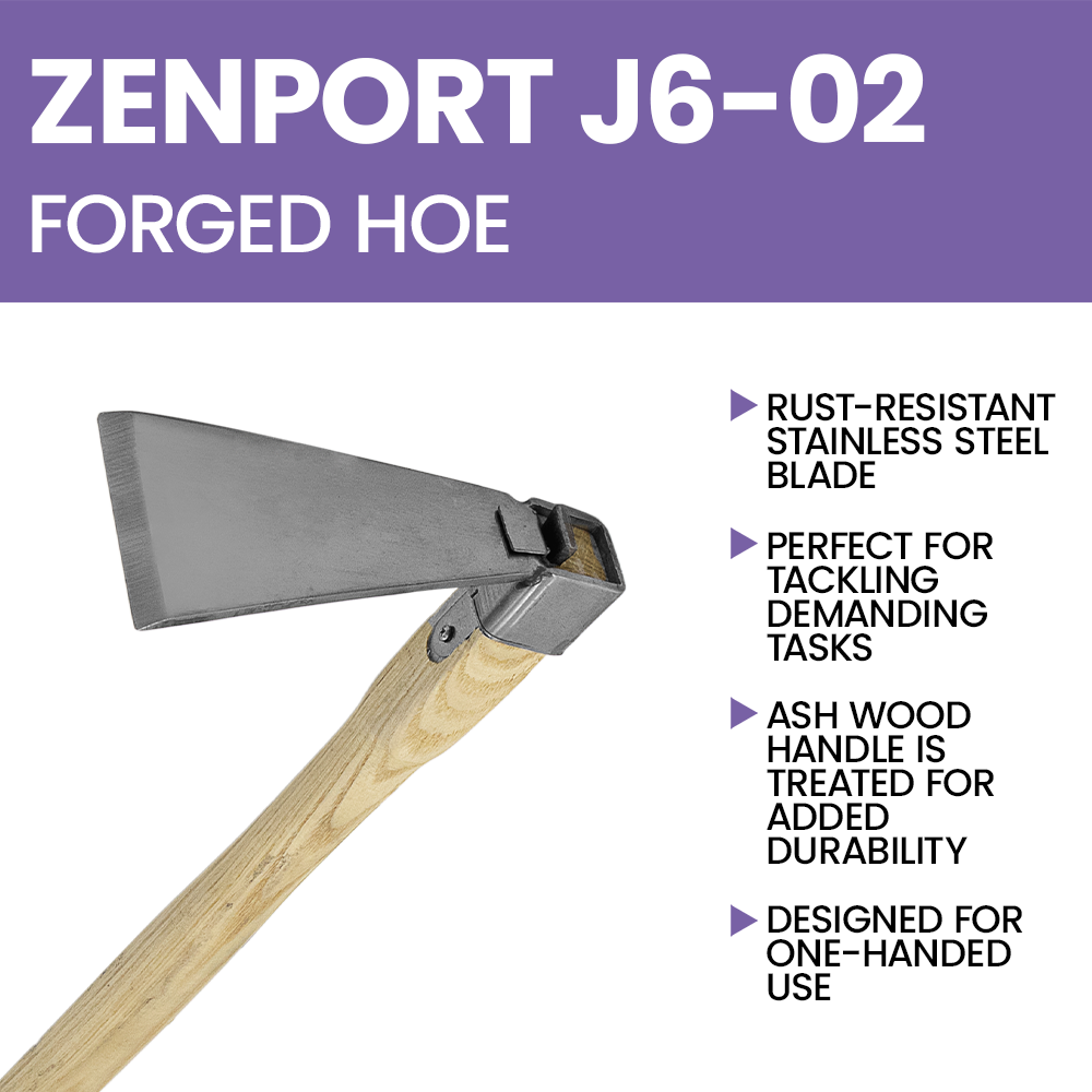 Zenport J6-02 Hoe, 15-Inch Handle, 5 Inch Stainless Steel Blades, Beige