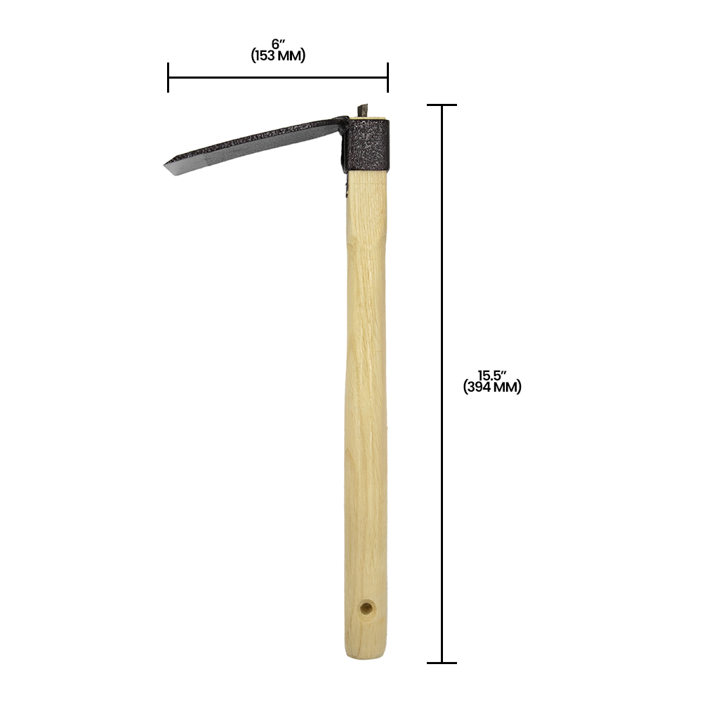 Zenport J6-03 Steel Hoe, 15-Inch Handle, 5 Inch Carbon Steel Blades, Beige