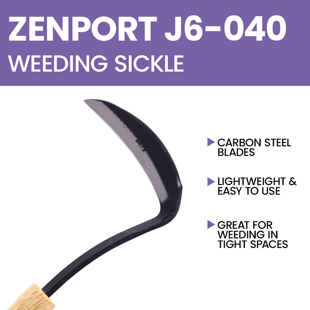 Zenport J6-040 Sickle Clad Moon Weeding Sickle, 5 Inch High Carbon Steel Blades, Beige