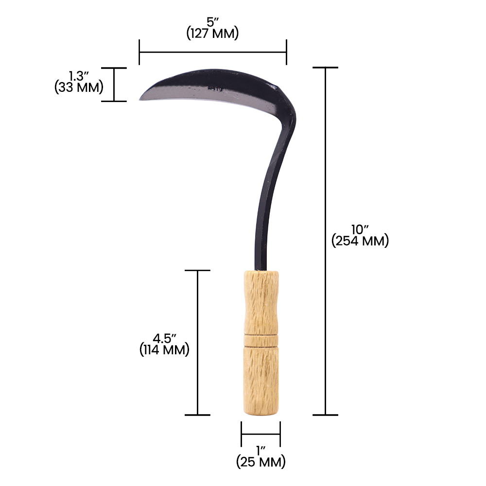 Zenport J6-040 Sickle Clad Moon Weeding Sickle, 5 Inch High Carbon Steel Blades, Beige
