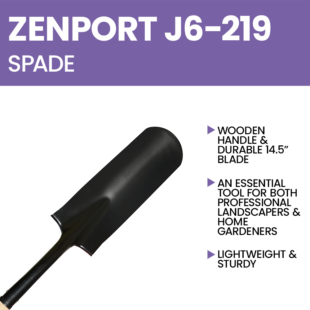 Zenport J6-219 Irrigation Spade with Wood Handle, 14.5 Inch Blades, Beige