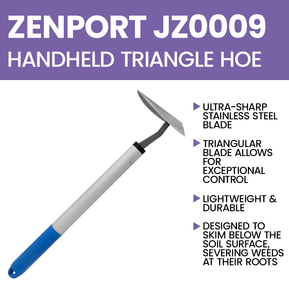 Zenport JZ0009 Handheld Triangle Hoe, Blue/Silver