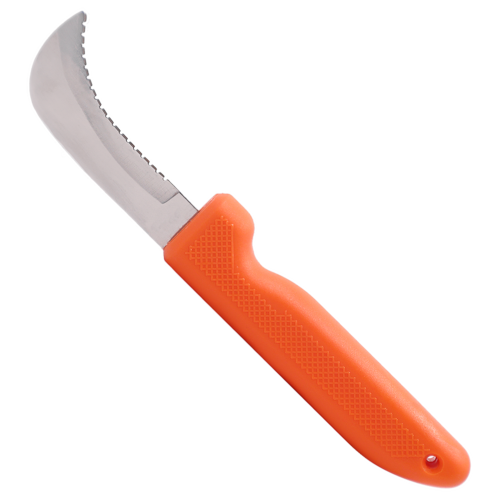 Zenport K102 Harvest Utility Knife - Curved, Serrated, 3 Inch Stainless Steel Blade, Orange