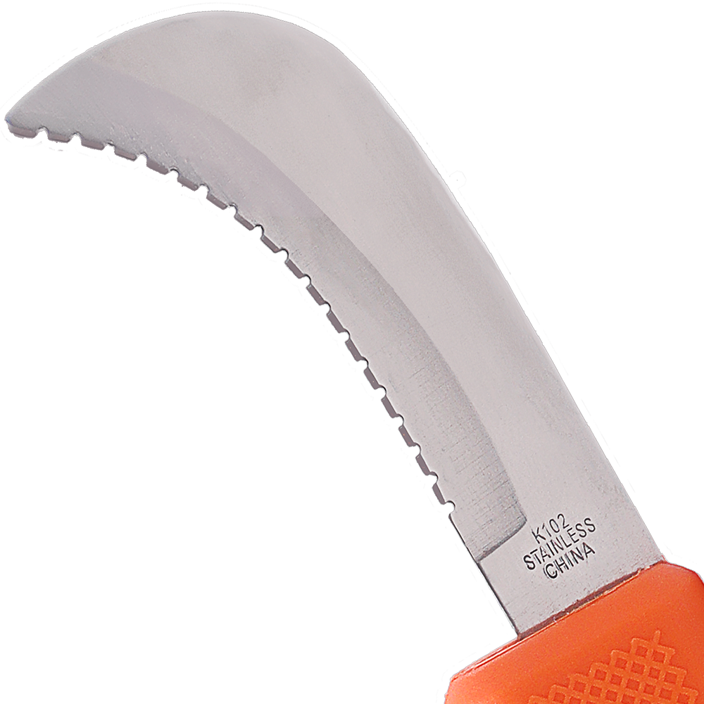 Zenport K102 Harvest Utility Knife - Curved, Serrated, 3 Inch Stainless Steel Blade, Orange