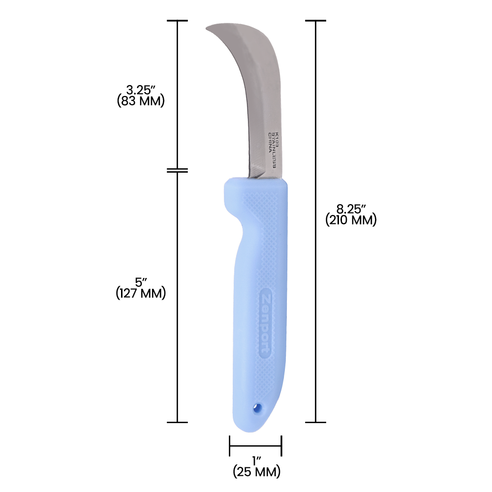 Zenport K103-B Harvest Utility Knife, 3 Inch Stainless Steel Blade, Blue